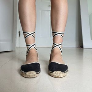 Black Soludos Espadrille Tye Up Sandal